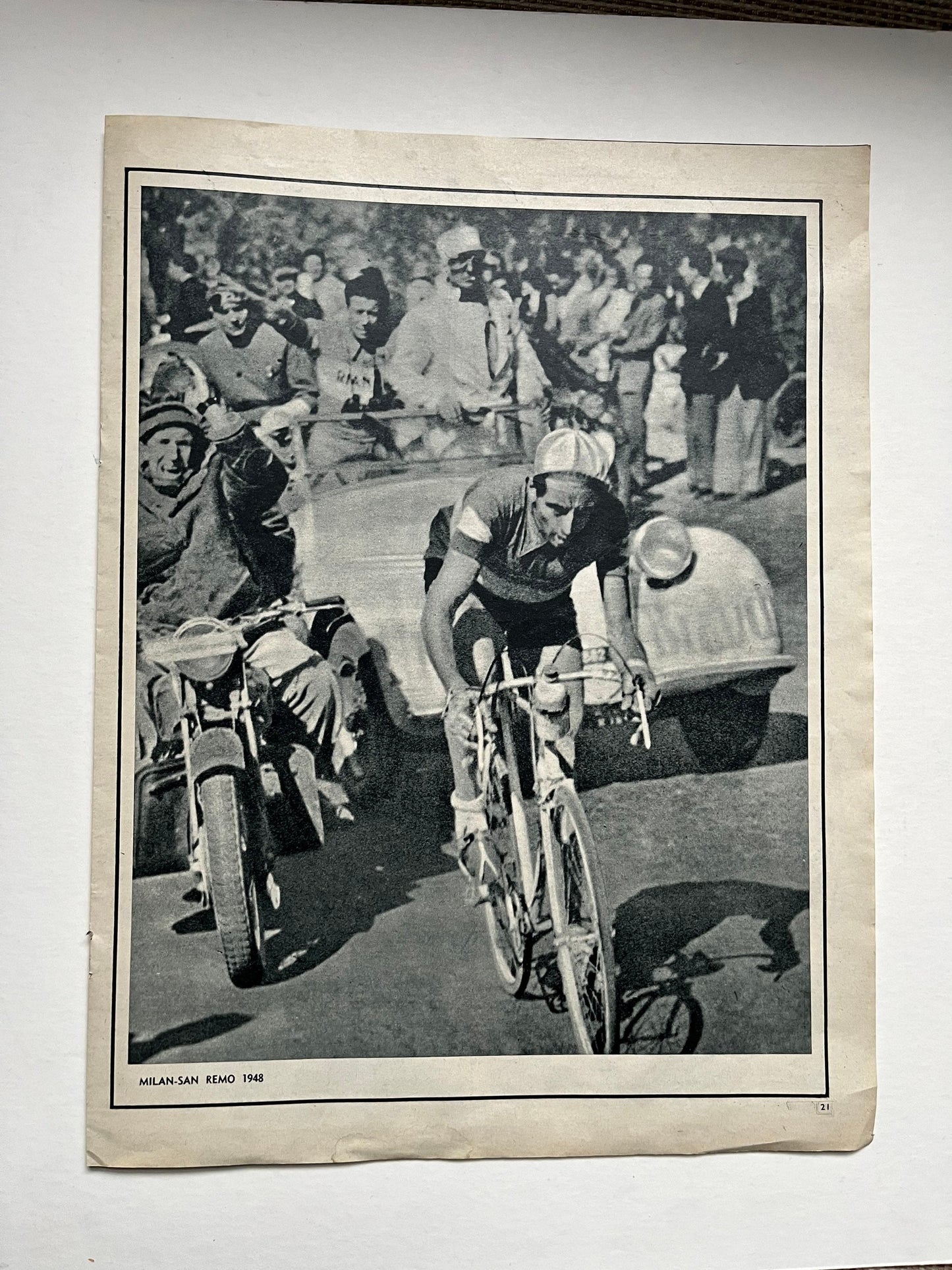 Vintage Cycling Print - Fausto Coppi/Bianchi, Original c1949