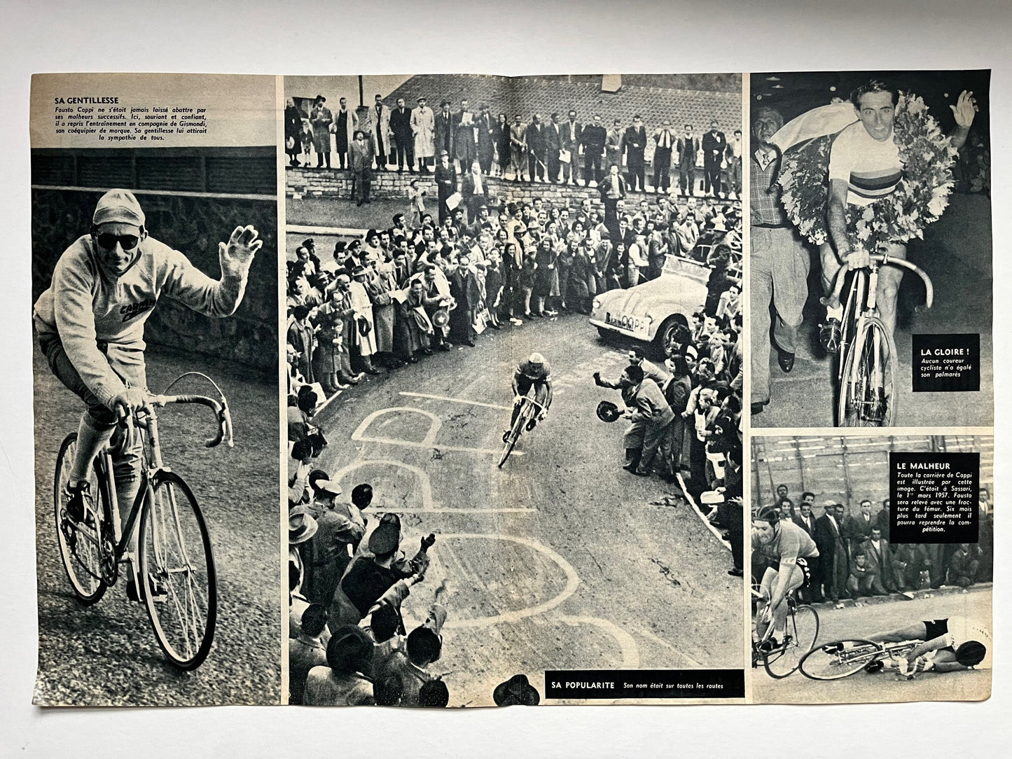 Vintage Cycling Print - Fausto Coppi/Bianchi, Original c1949