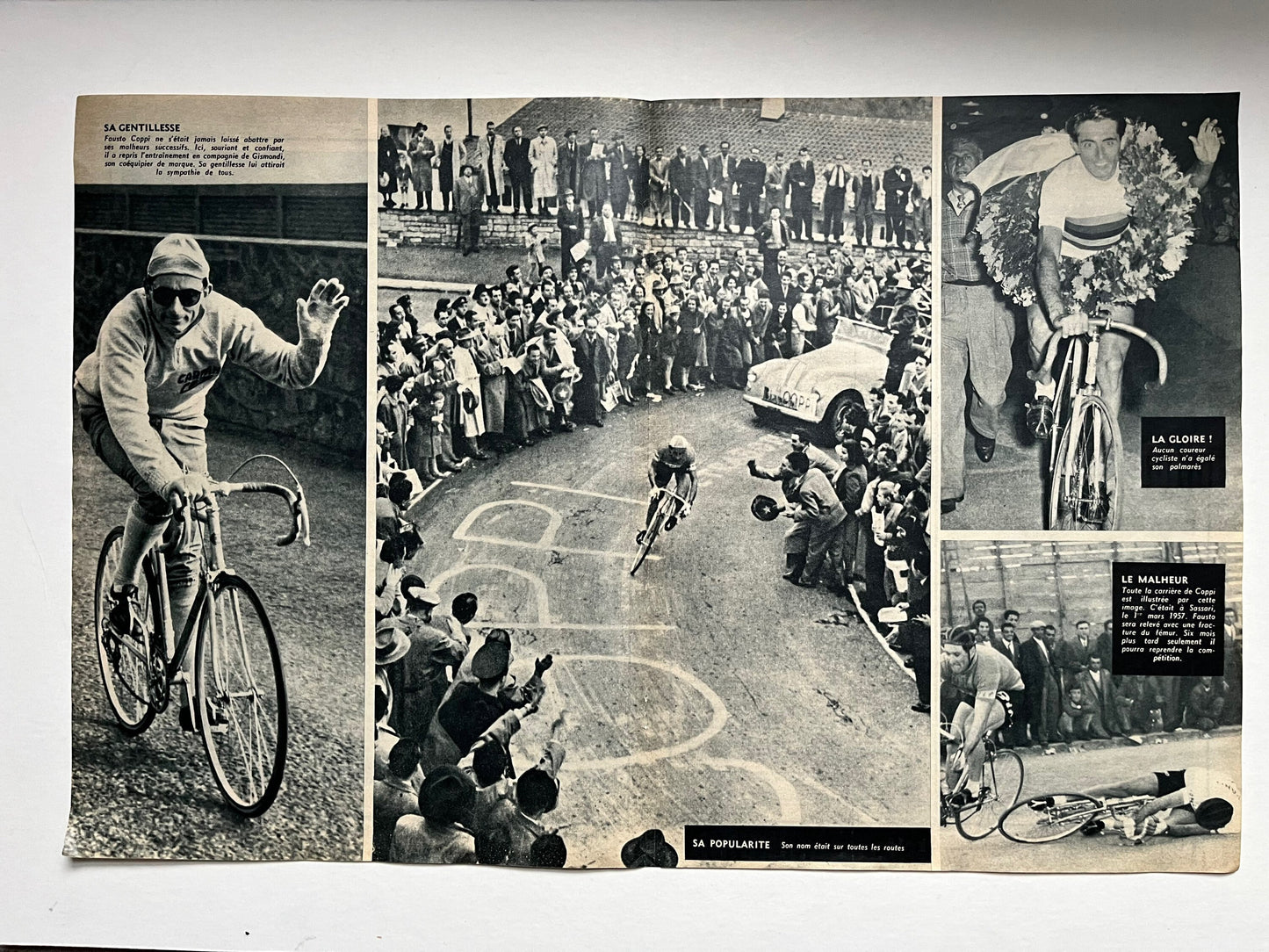 Vintage Cycling Print - Fausto Coppi/Bianchi, Original c1949