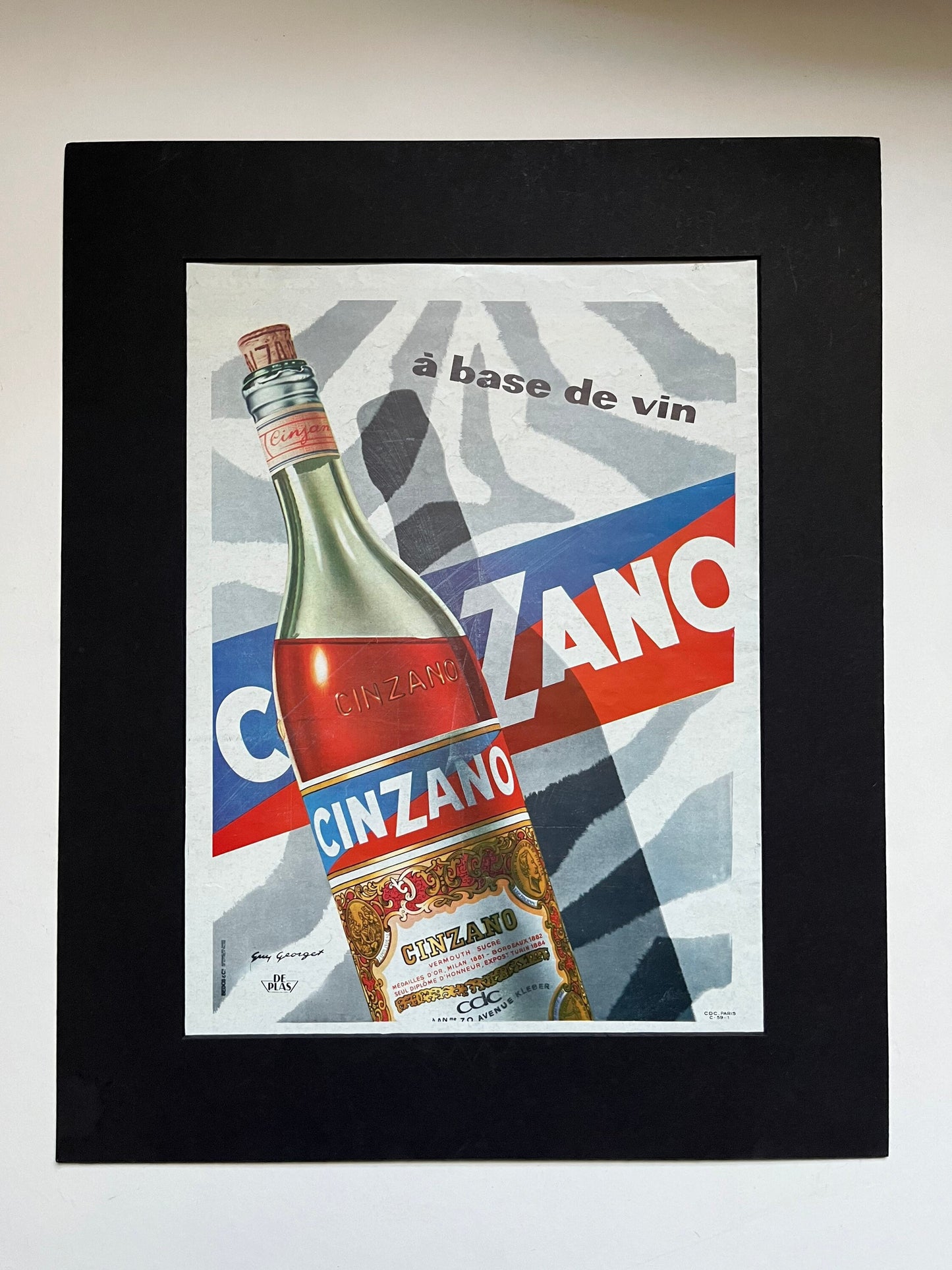 Vintage Advertising Print - Cinzano Vermouth, French, 1950s