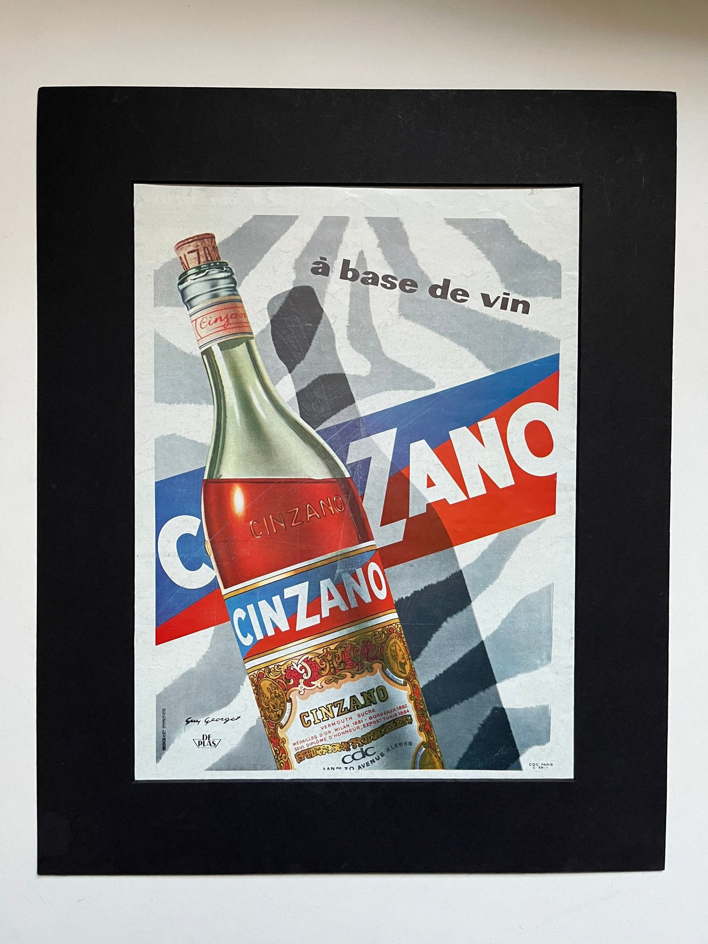 Vintage Advertising Print - Cinzano Vermouth, French, 1950s