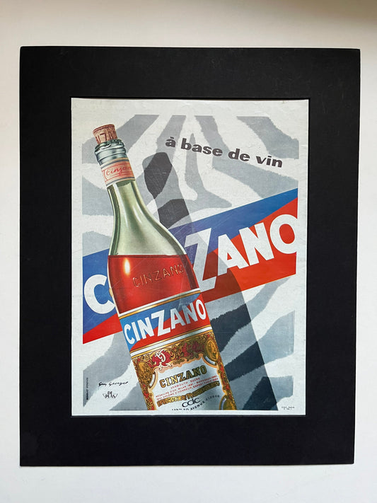 Vintage Advertising Print - Cinzano Vermouth, French, 1950s
