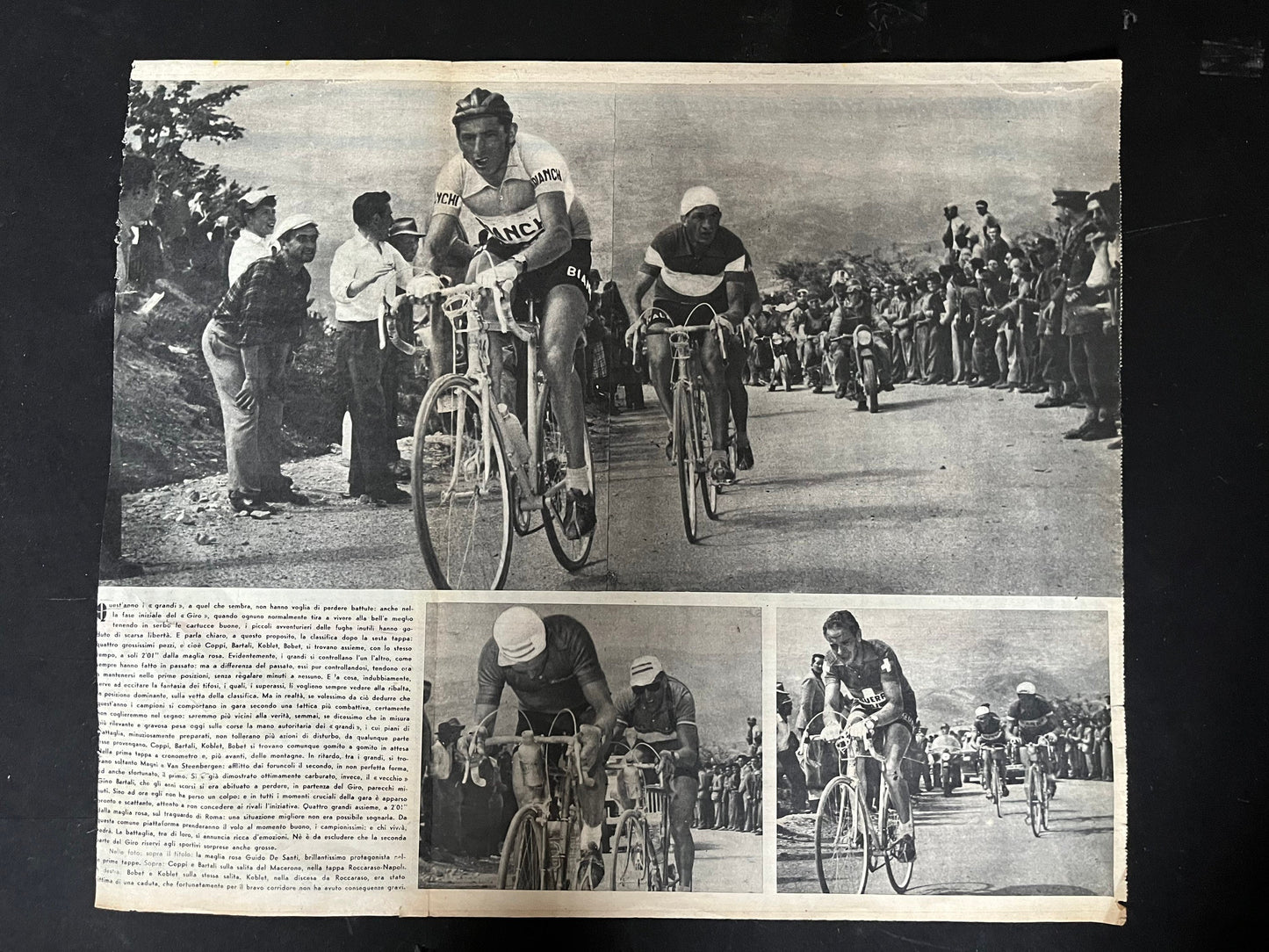 Vintage Cycling Print - Fausto Coppi/Gino Bartali, Original, Tour de France, 1953