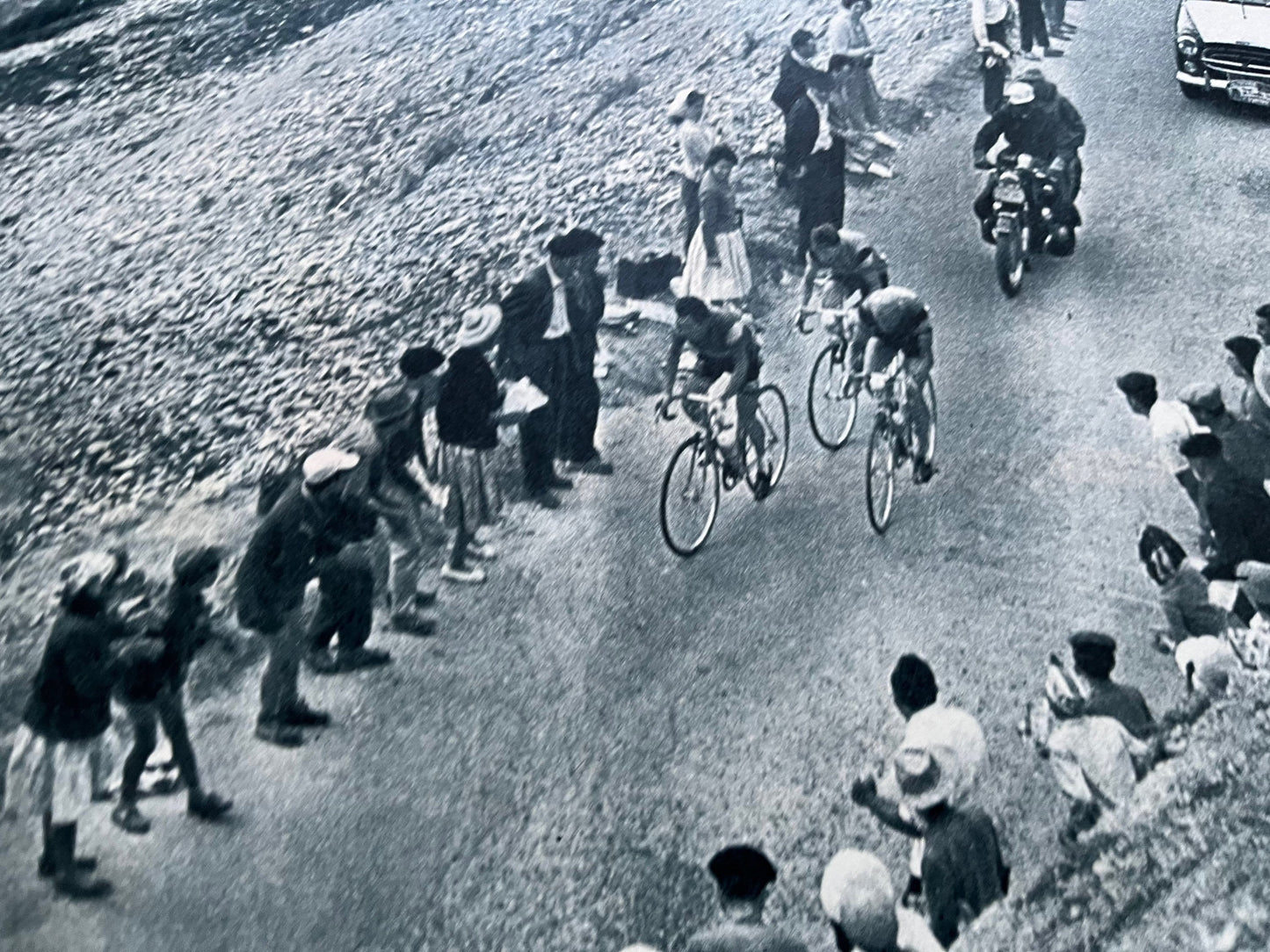 Vintage Cycling Print - Tour de France, Tourmalet Peloton, Original 1959