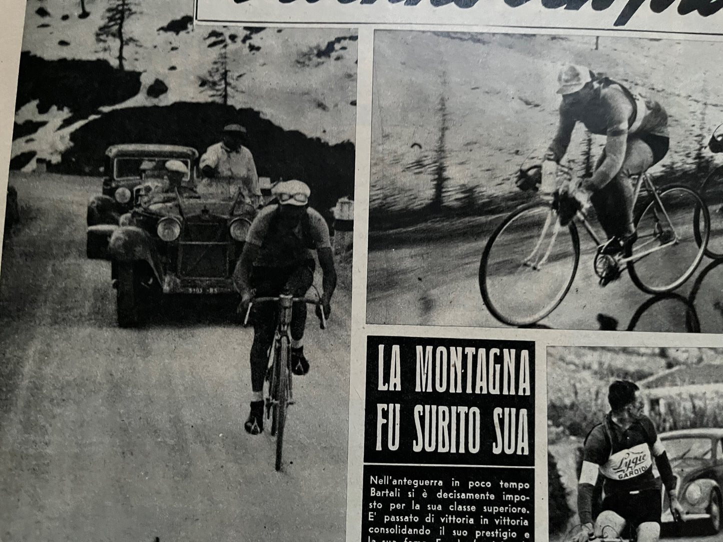 Vintage Cycling Print - Gino Bartali, Fausto Coppi, Original 1953