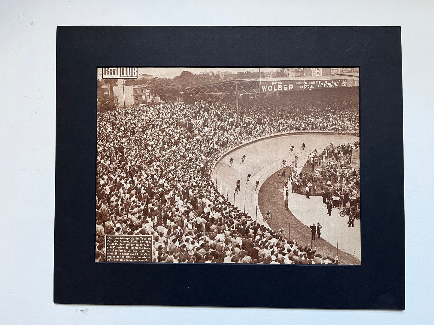 Vintage Tour de France cycling print - Ferdi Kubler 1950 parc des princes
