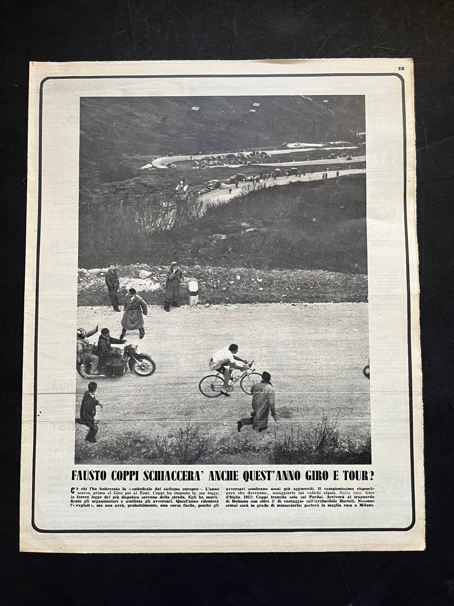 Vintage Cycling Print - Fausto Coppi, Bianchi Original, 1952