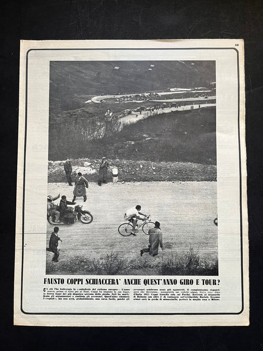 Vintage Cycling Print - Fausto Coppi, Bianchi Original, 1952
