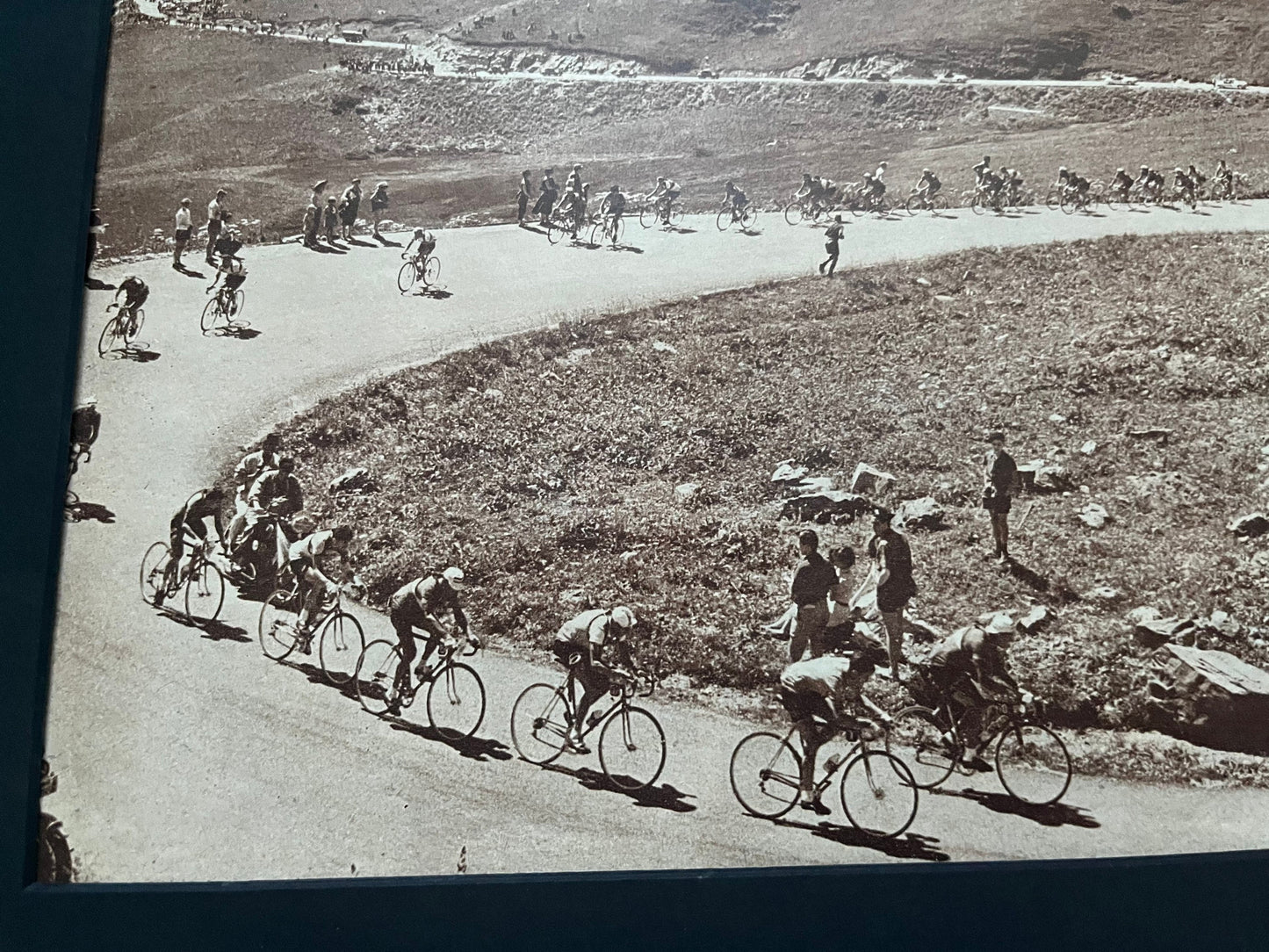 Vintage Cycling Print - Tour de France, Col du Galibier, Original 1954