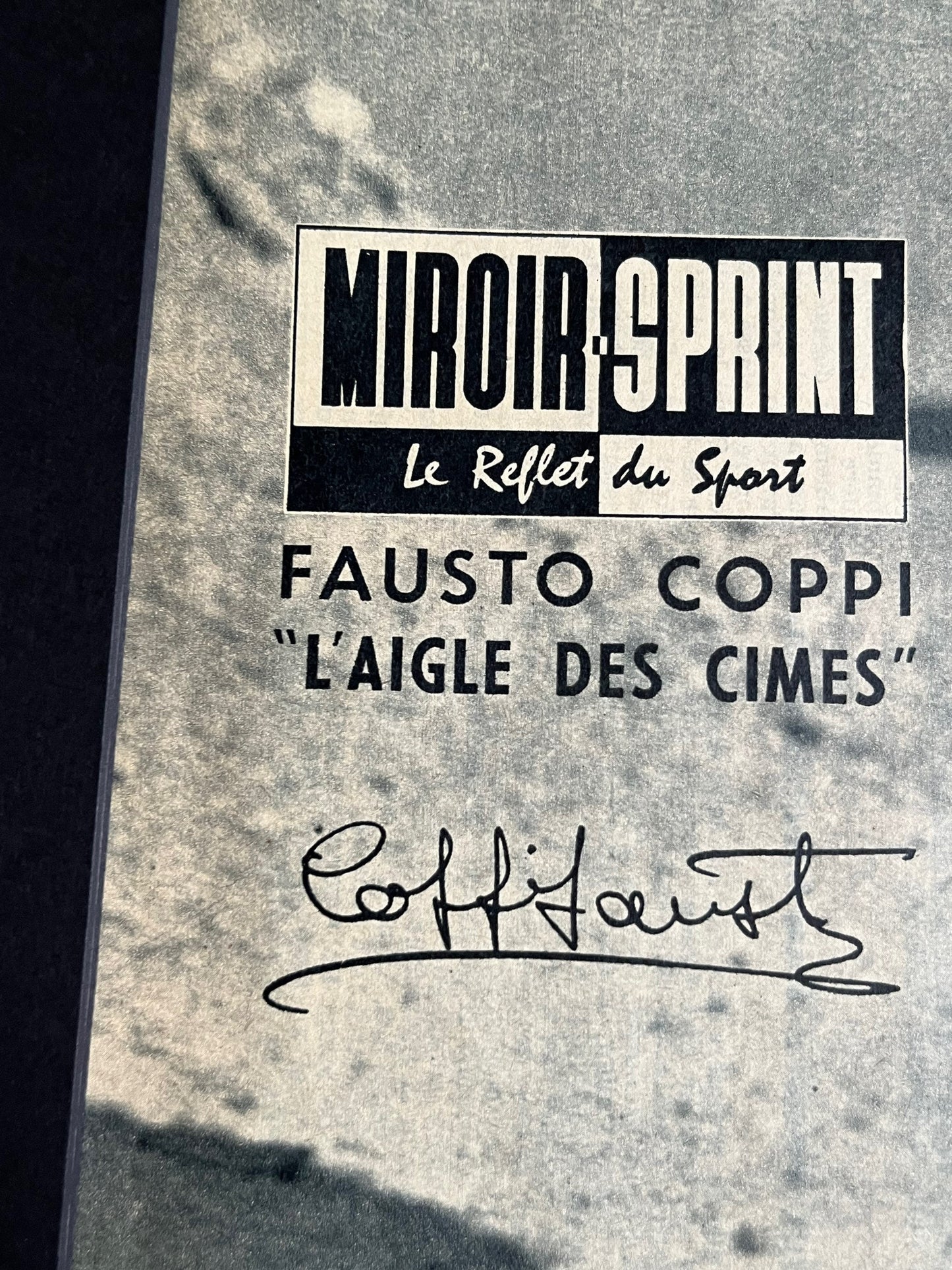 Vintage Cycling Print - Fausto Coppi, Bianchi Original Signed, 1953