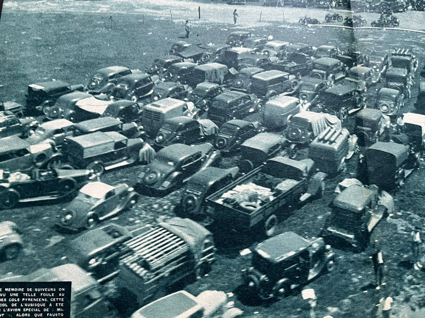 Vintage Cycling Print - Tour de France, Col de L'aubisque, Fausto Coppi, Original 1950