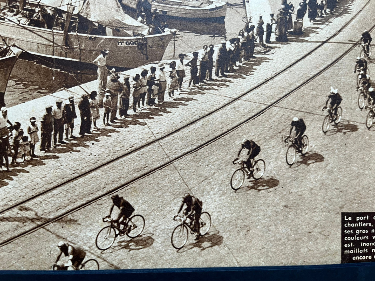 Vintage Cycling Print - Tour de France, Port de La Ciotat Provence, Original 1953