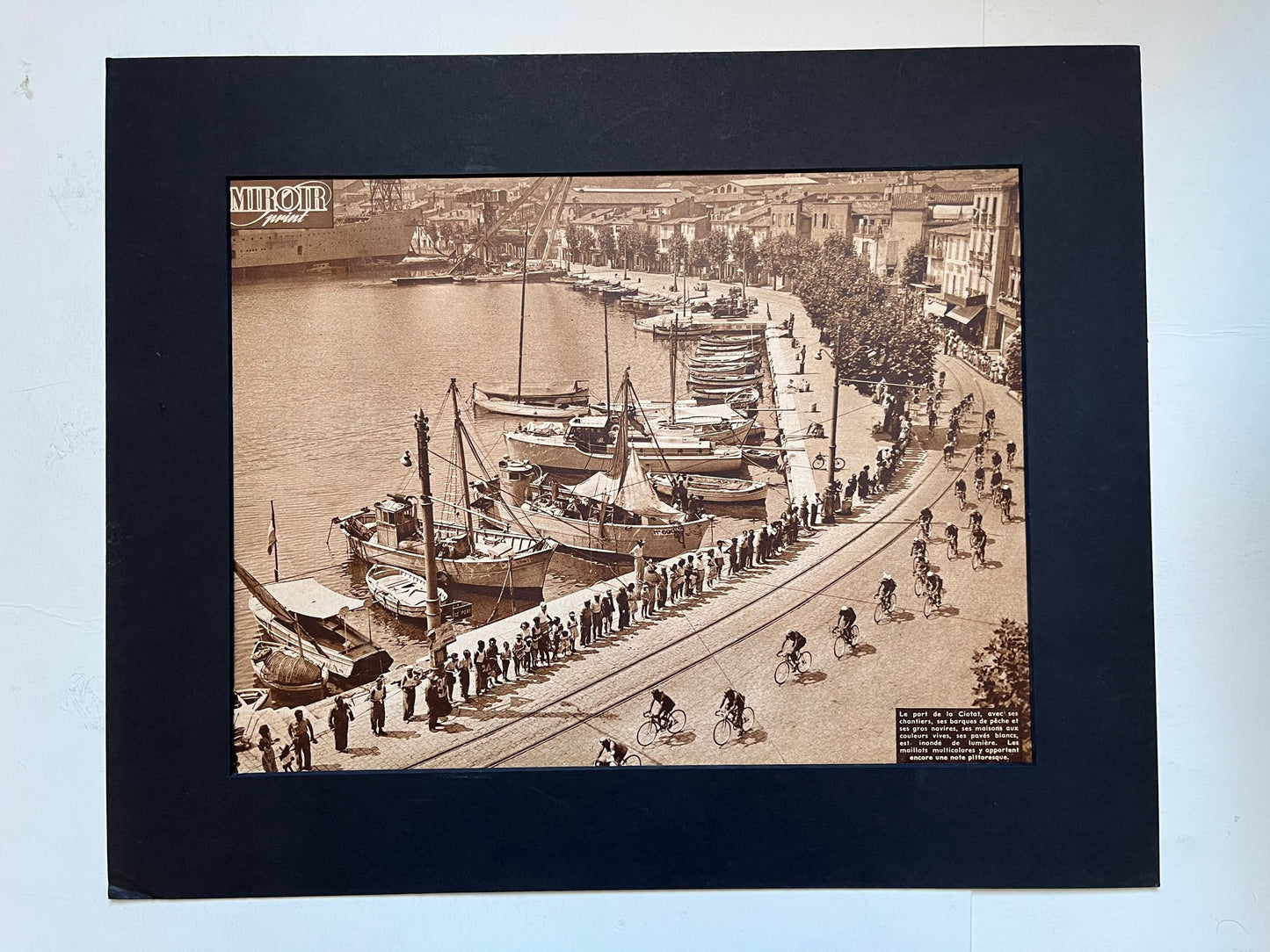Vintage Cycling Print - Tour de France, Port de La Ciotat Provence, Original 1953