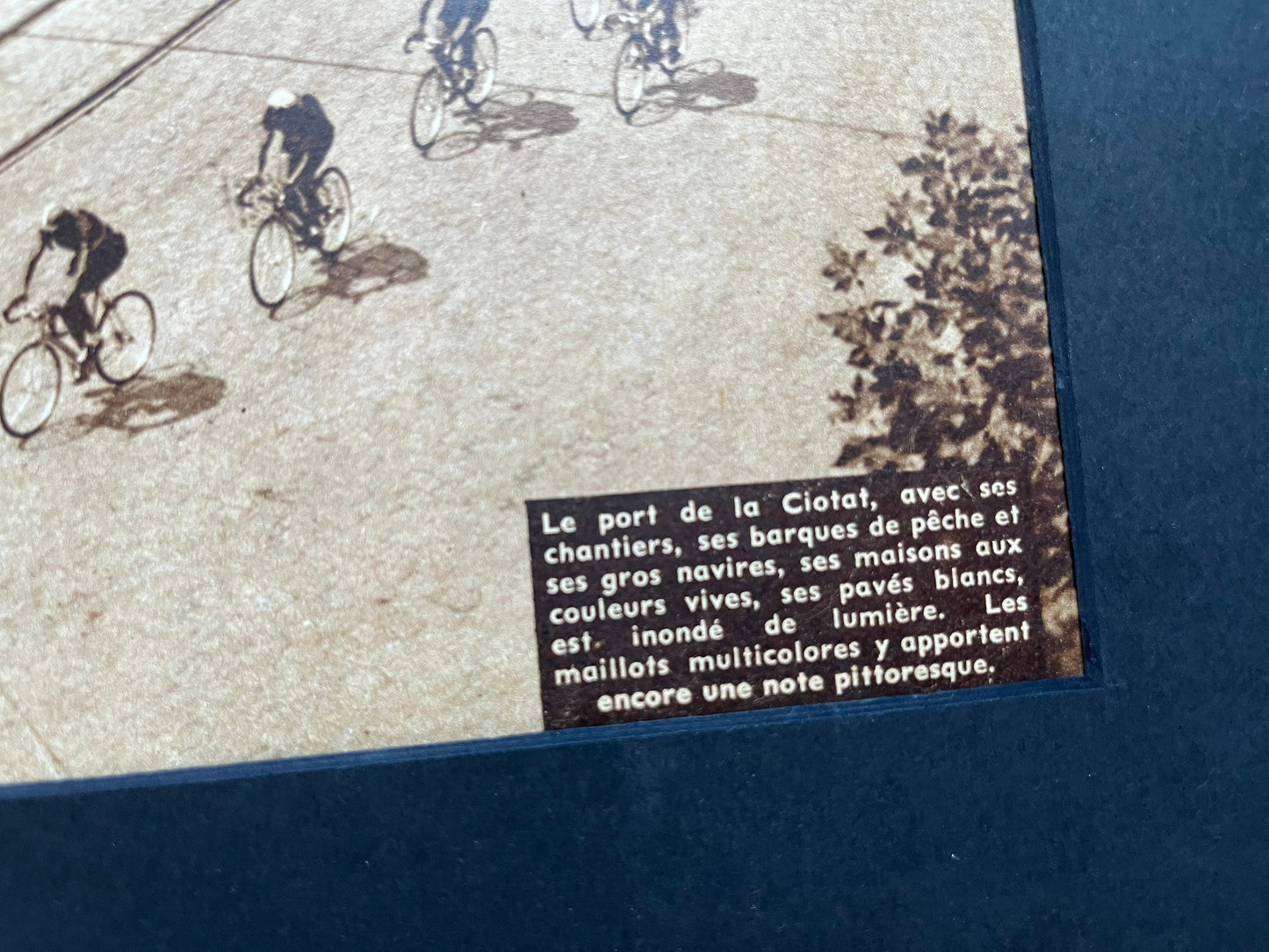 Vintage Cycling Print - Tour de France, Port de La Ciotat Provence, Original 1953