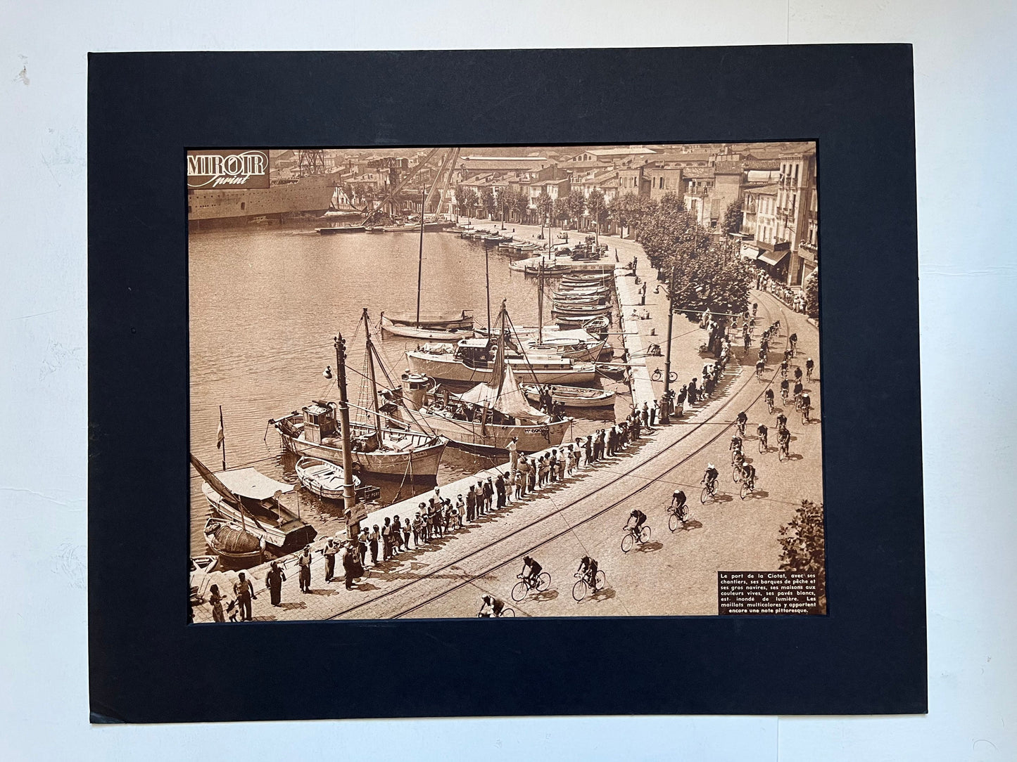 Vintage Cycling Print - Tour de France, Port de La Ciotat Provence, Original 1953