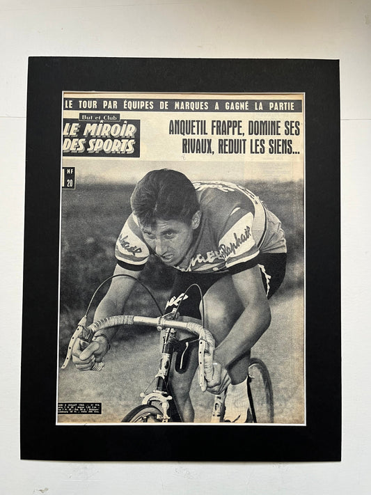 Vintage Cycling Print - Tour de France, Jacques Anquetil, Original 1962