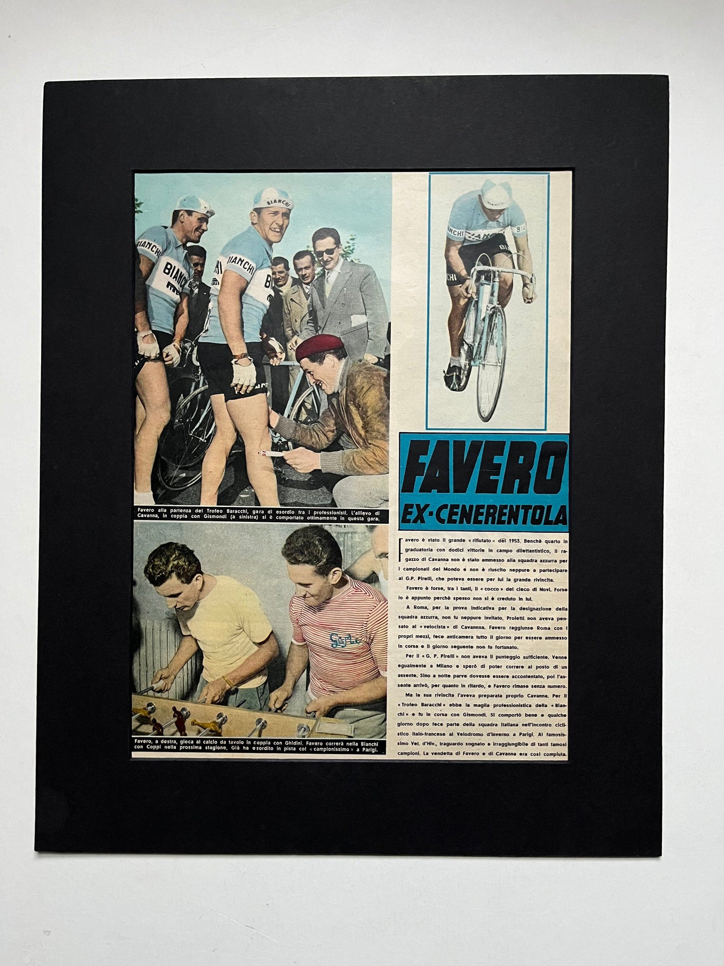 Vintage Cycling Print - Giuseppe Favero, Bianchi  1953