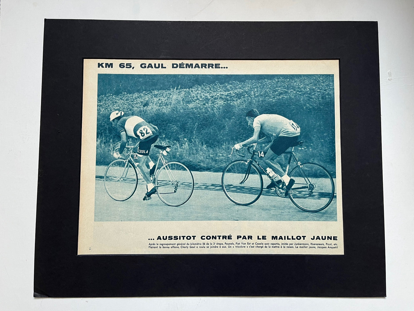 Vintage Cycling Print - Jacques Anquetil/Charly Gaul, Tour de France, Original 1961