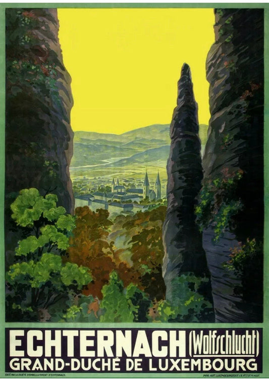 Vintage Travel Print - Luxembourg Echternach, c1900