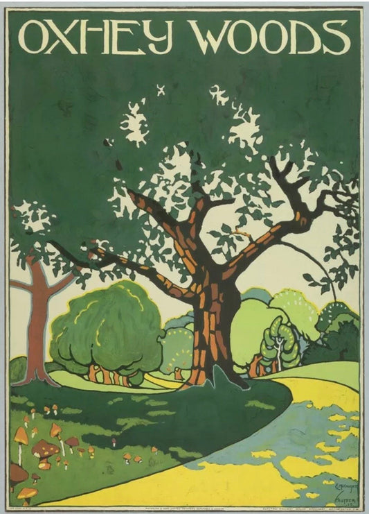 Vintage Advertising Poster - Oxhey Woods, London Transport, Edward McKnight Kauffer, 1915