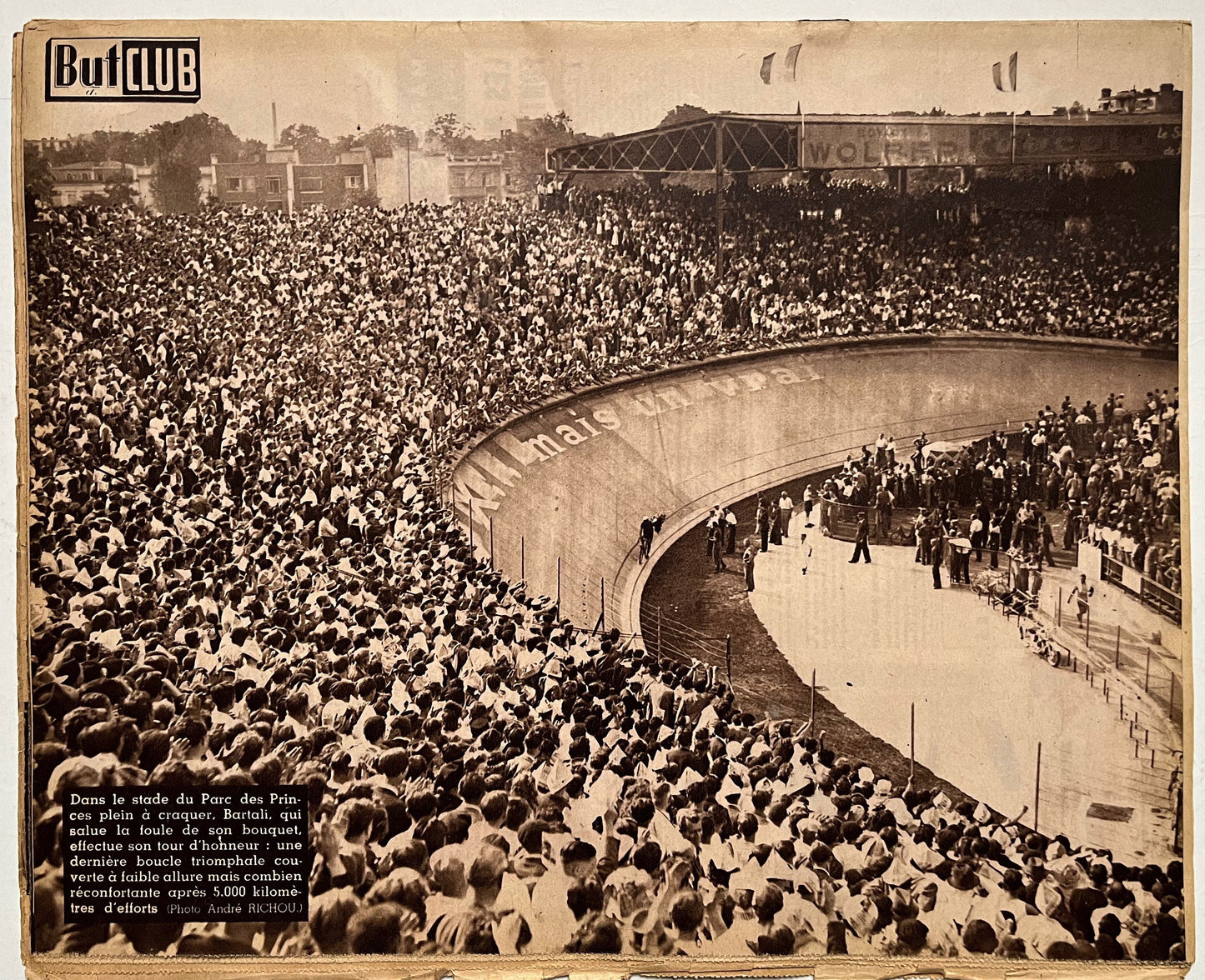 Vintage Cycling Print - Tour de France Victory, Gino Bartali, 1948