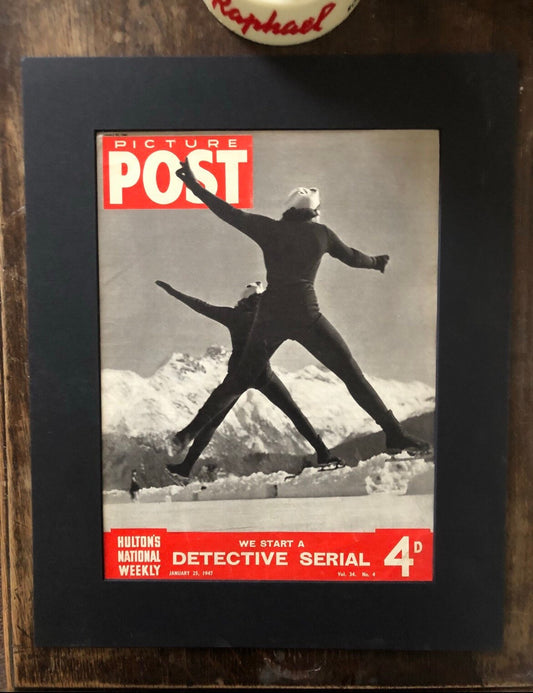 Vintage UK Magazine Cover - 'Picture Post', Original Front Cover, Ice Skaters, 1940s