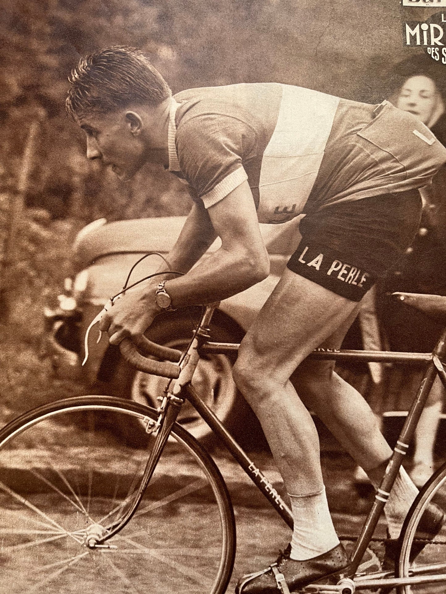 Vintage Cycling Print - Jacques Anquetil, Tour de France, Original  1957