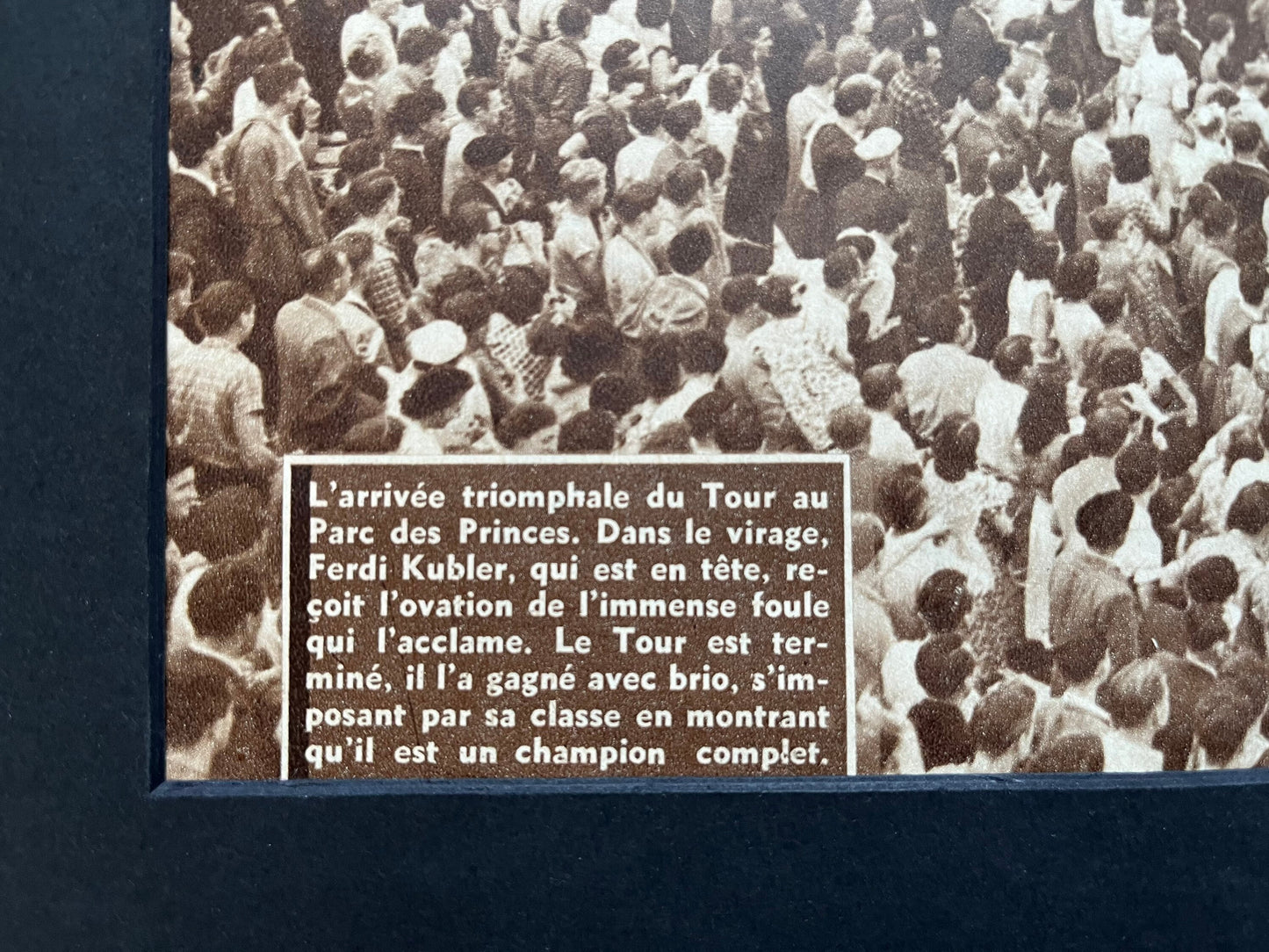 Vintage Tour de France cycling print - Ferdi Kubler 1950 parc des princes