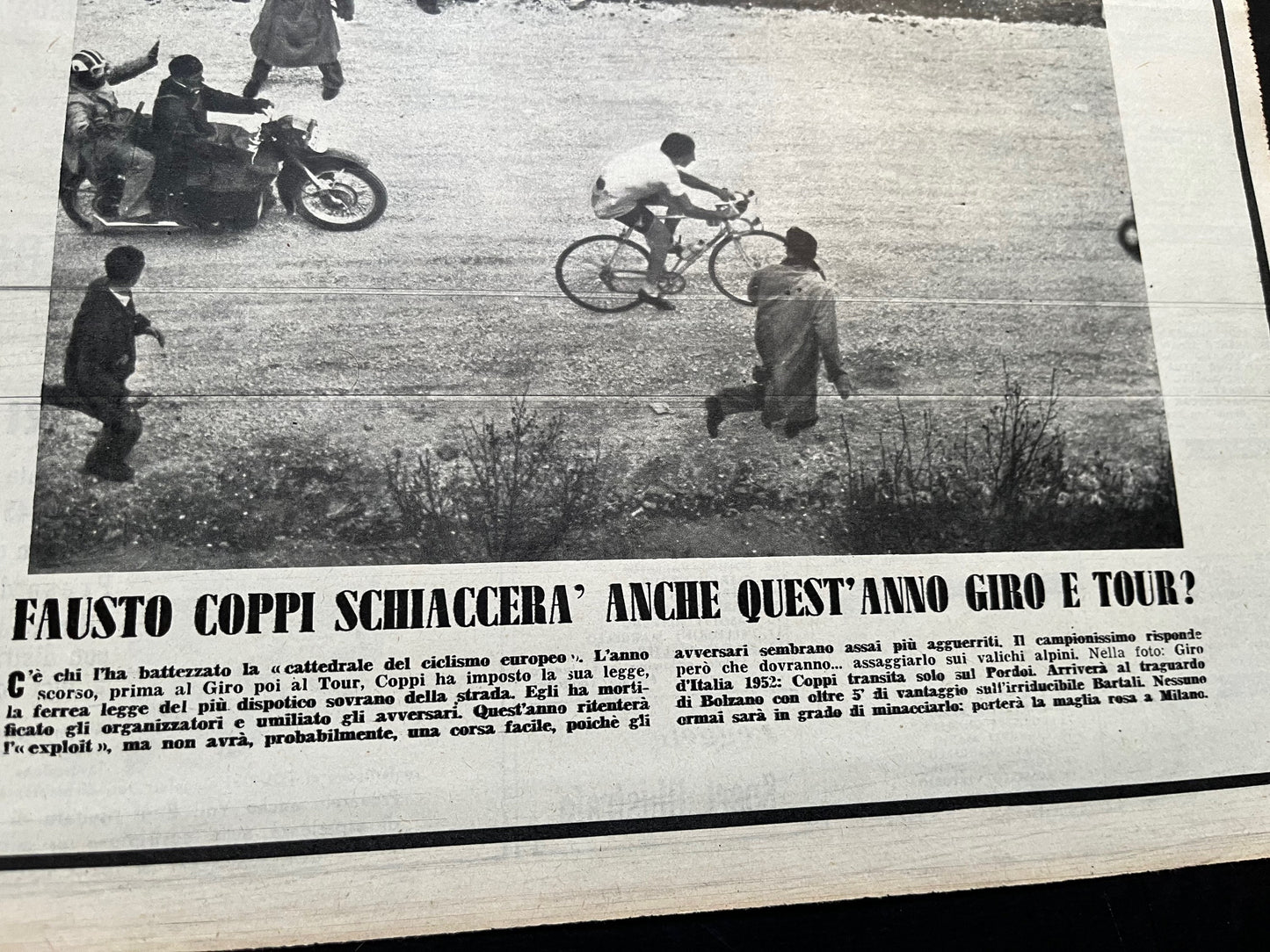 Vintage Cycling Print - Fausto Coppi, Bianchi Original, 1952