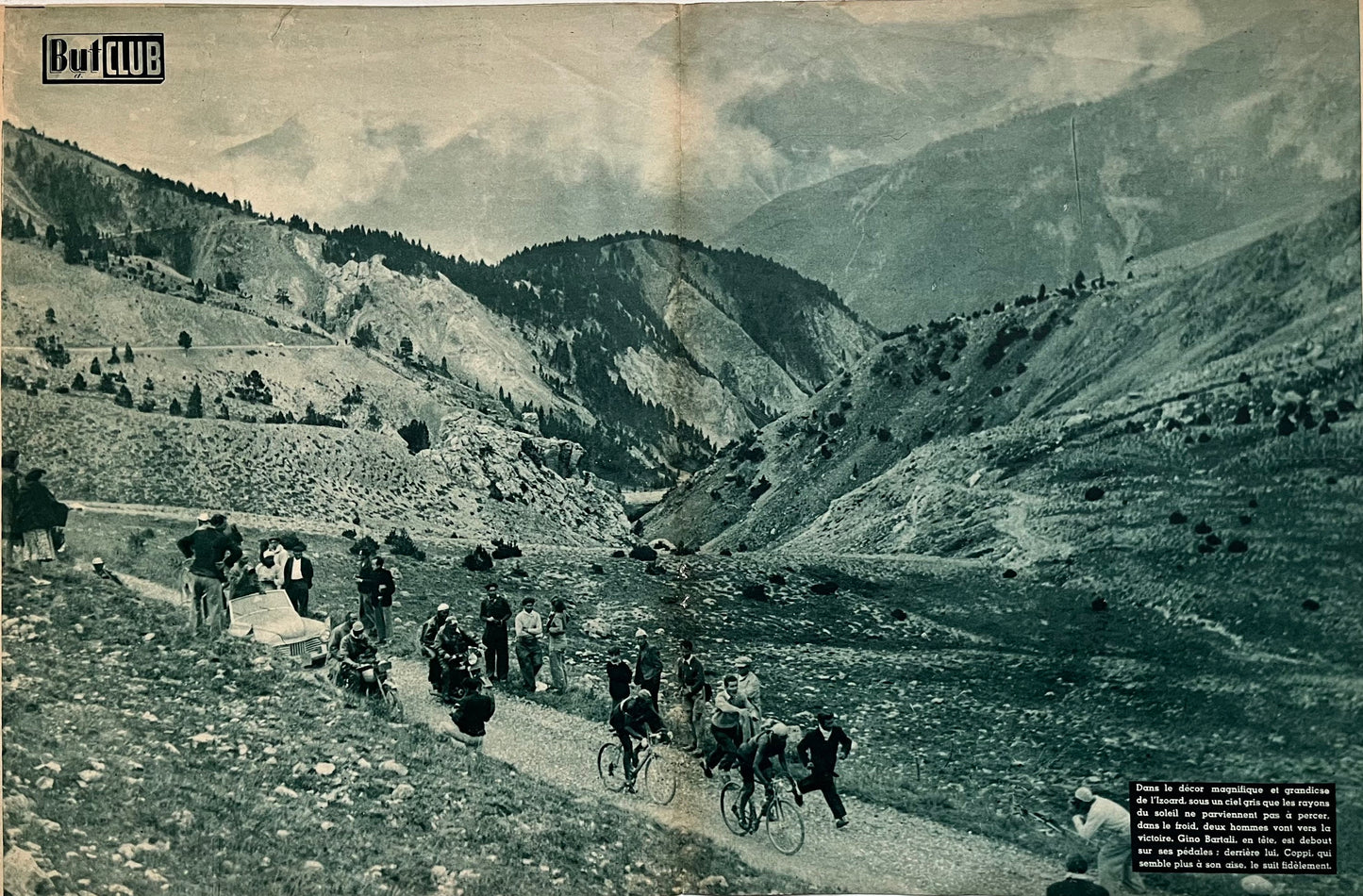 Vintage Cycling Print - Fausto Coppi/Gino Bartali, Original, Tour de France 1952