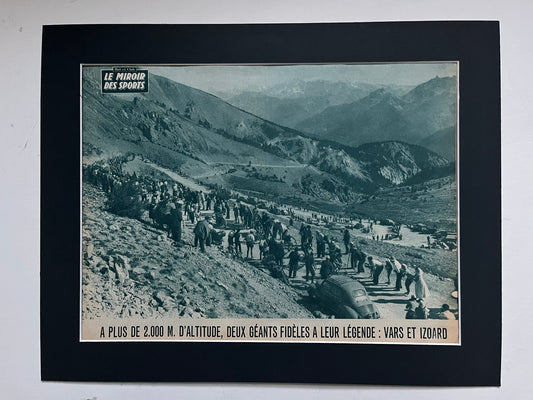 Vintage Cycling Print - Fausto Coppi/Gino Bartali, Col d’Izoard Original 1952 Tour de France