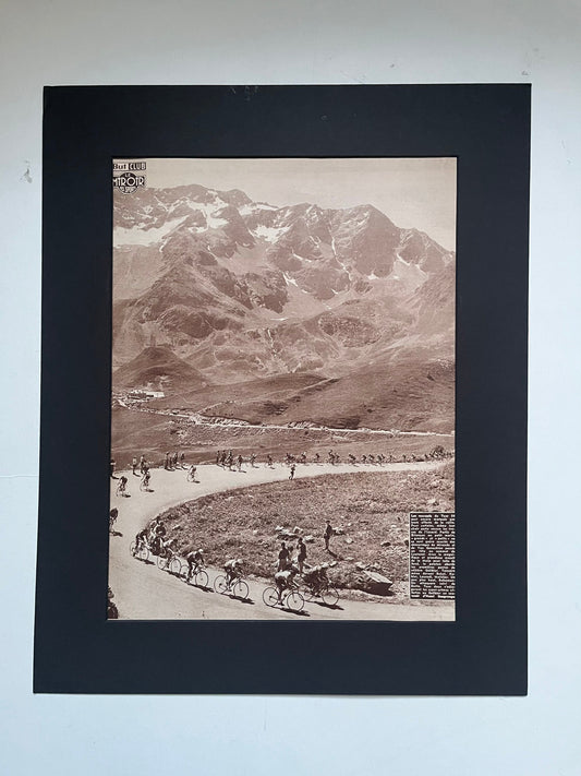 Vintage Cycling Print - Tour de France, Col du Galibier, Original 1954