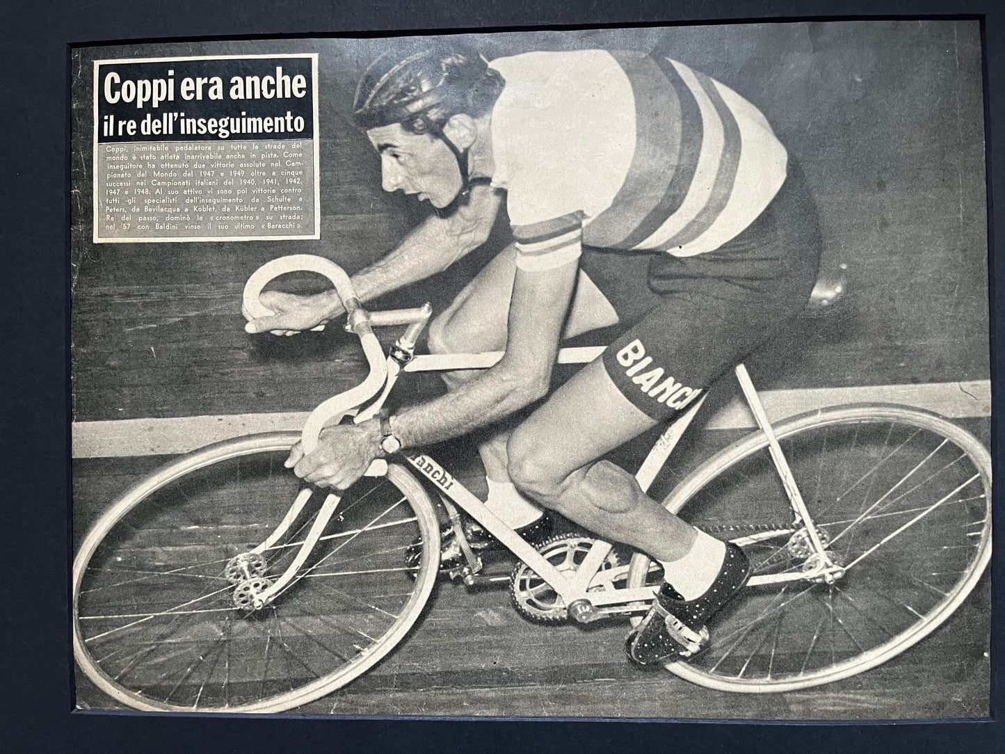 Vintage Track Cycling Print - Fausto Coppi, Original, 1950s