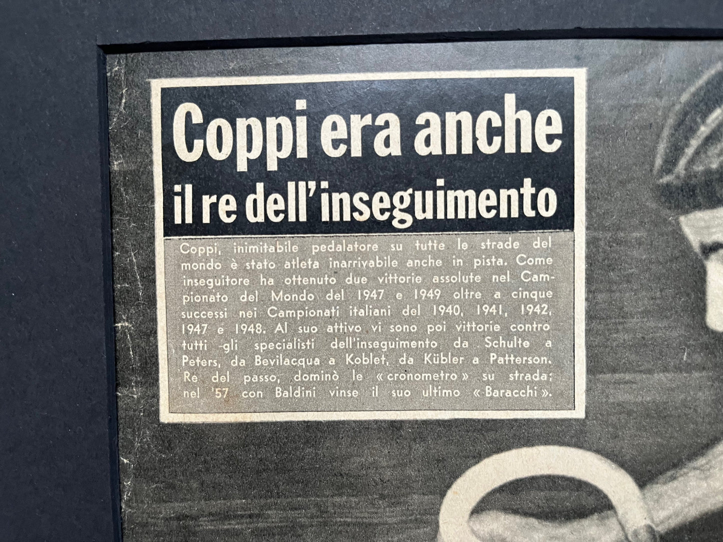 Vintage Track Cycling Print - Fausto Coppi, Original, 1950s