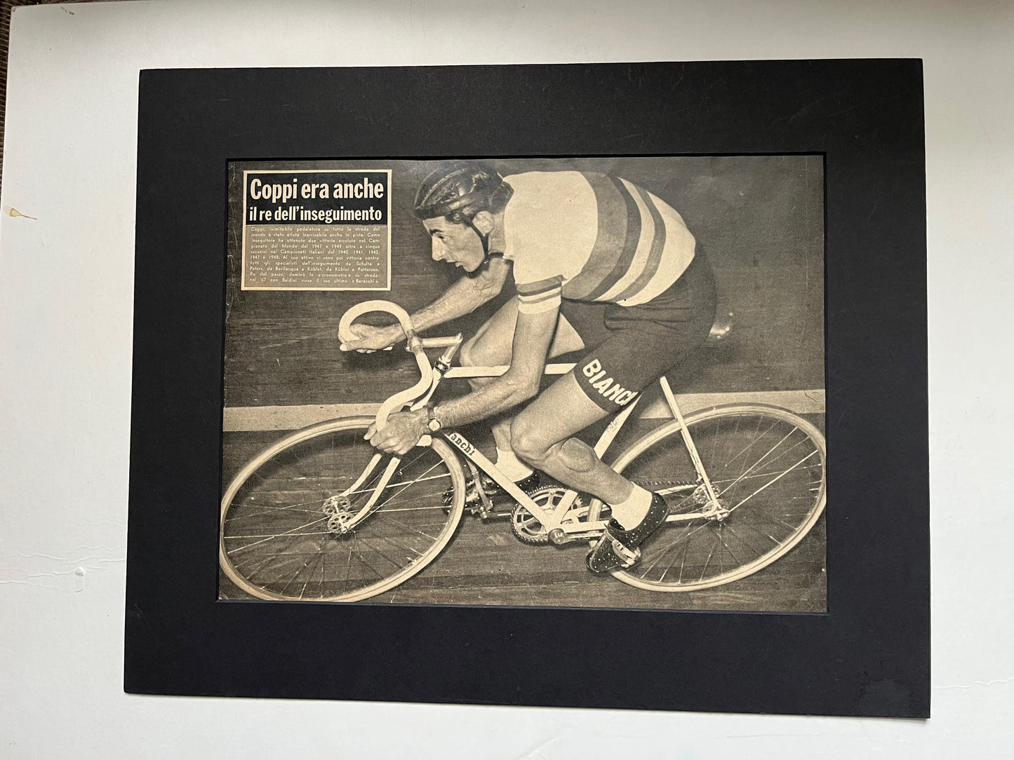 Vintage Track Cycling Print - Fausto Coppi, Original, 1950s