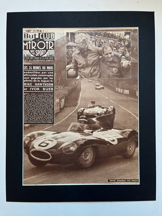 Vintage Magazine Print (French) - Mike Hawthorn/Ivor Lueb, Jaguar D Type Le Mans 24h, Original 1955