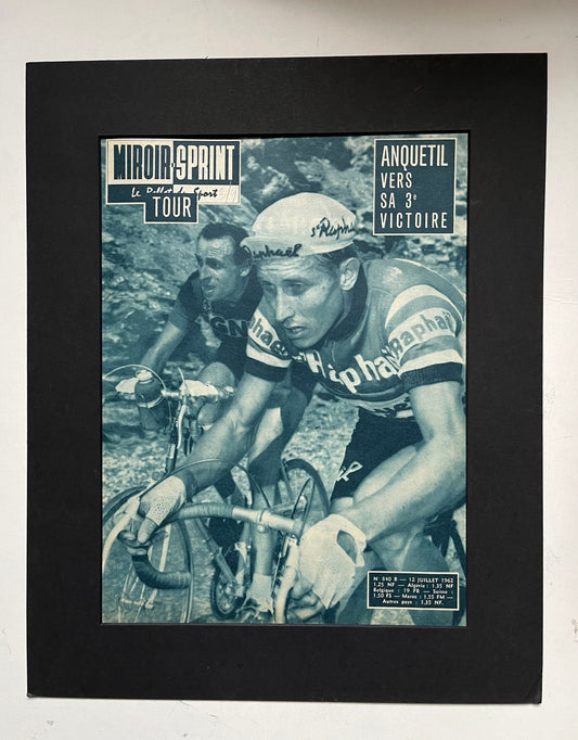 Vintage Cycling Print - Tour de France, Jacques Anquetil, Original  1962