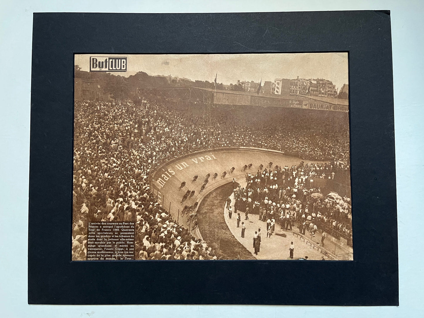 Vintage Tour de France cycling print - Ferdi Kubler 1950 parc des princes