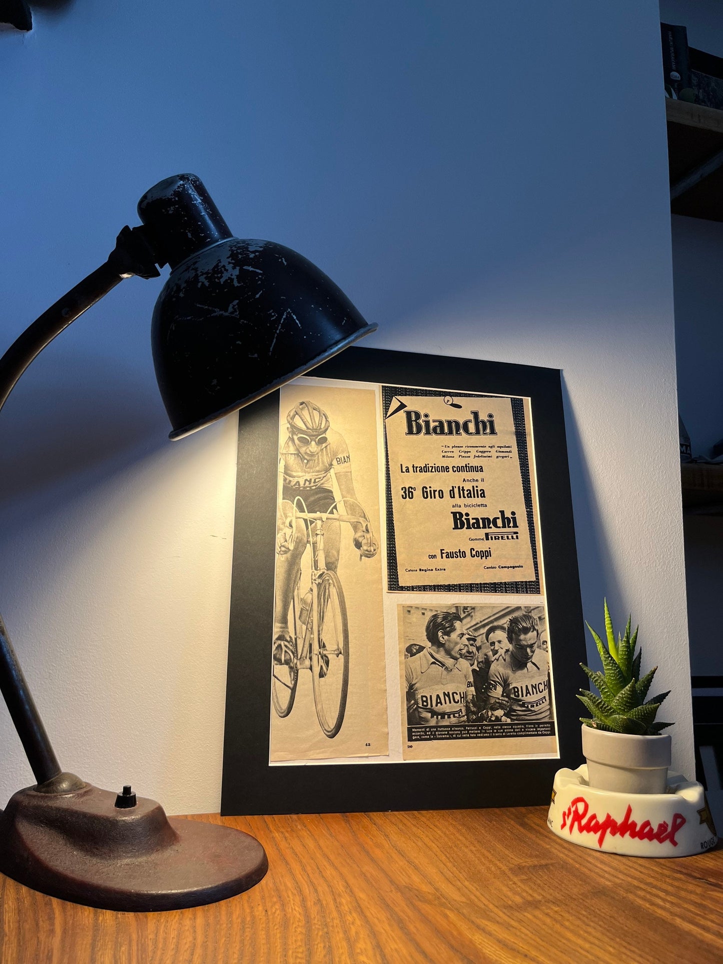 Vintage Cycling Print - Fausto Coppi/Bianchi, Original 1953, Giro d’Italia