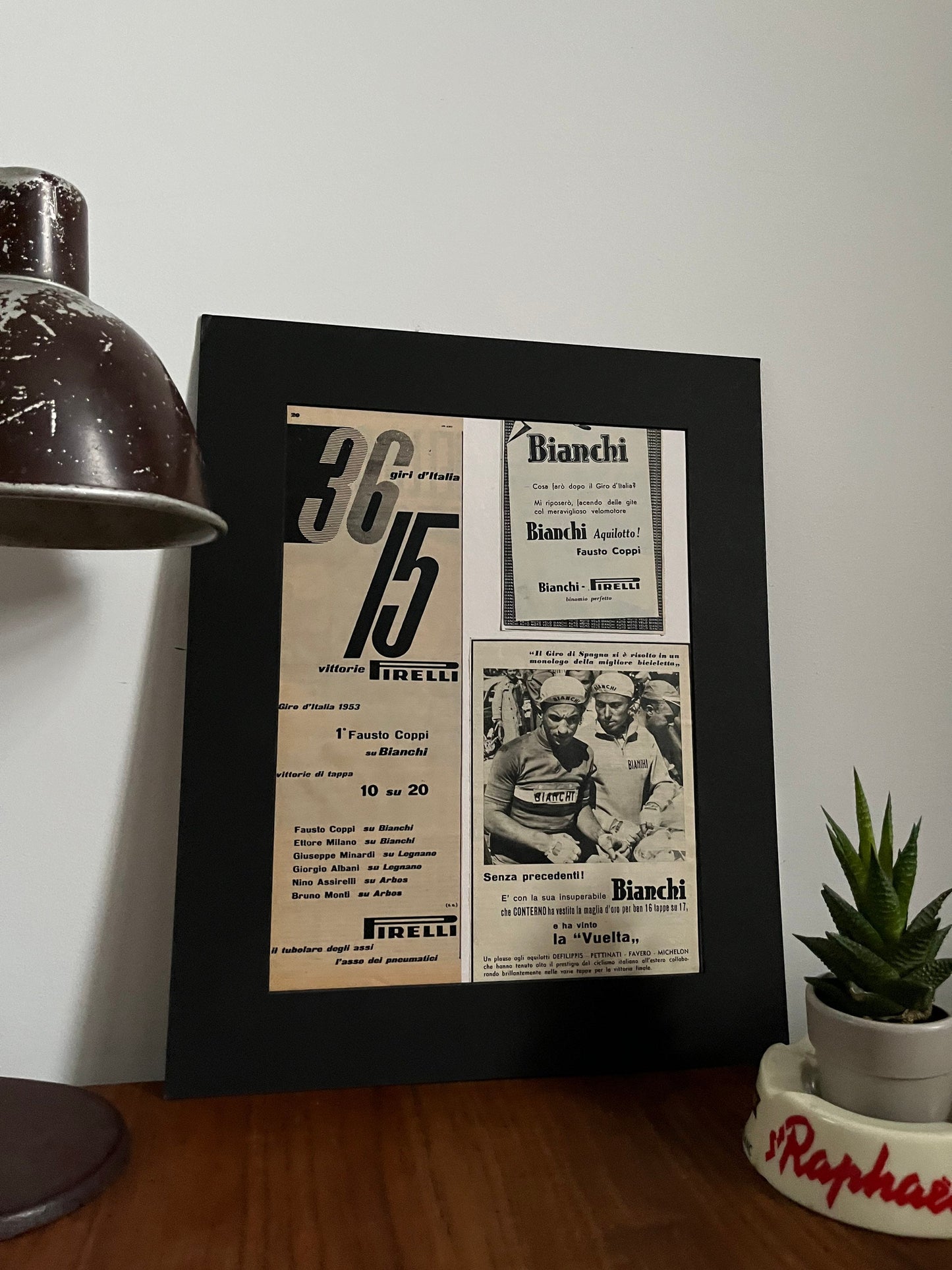 Vintage Cycling Print - Fausto Coppi/Bianchi, Original 1953 Giro d’Italia