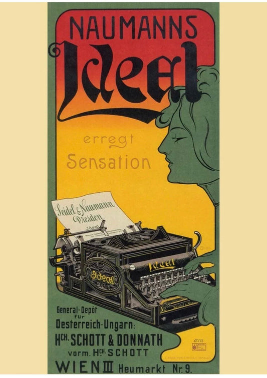 Vintage Advertising Poster - Naumanns Typewriters, Austria c1900