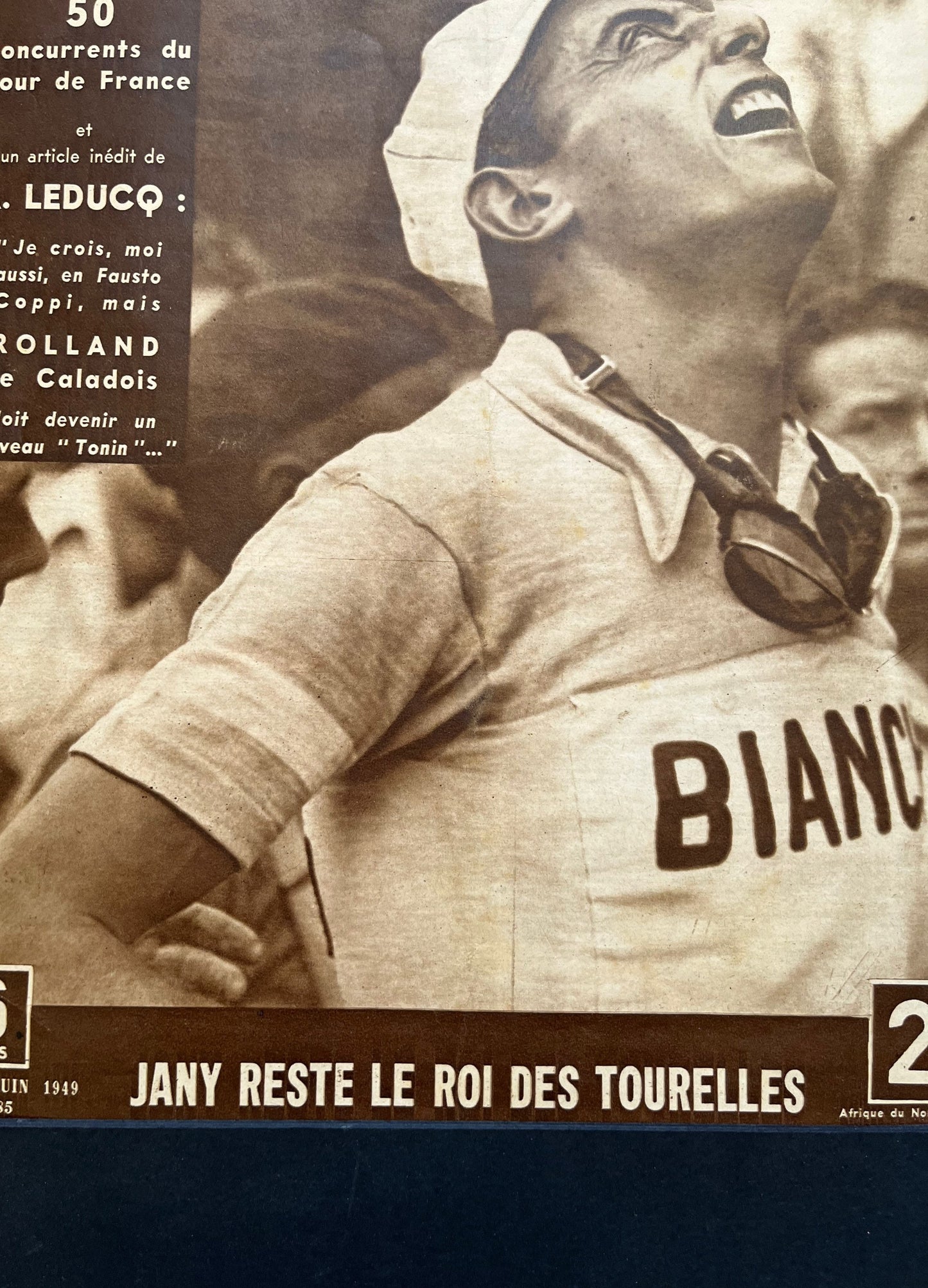 Vintage Cycling Print - Fausto Coppi, Original, Tour de France, 1949