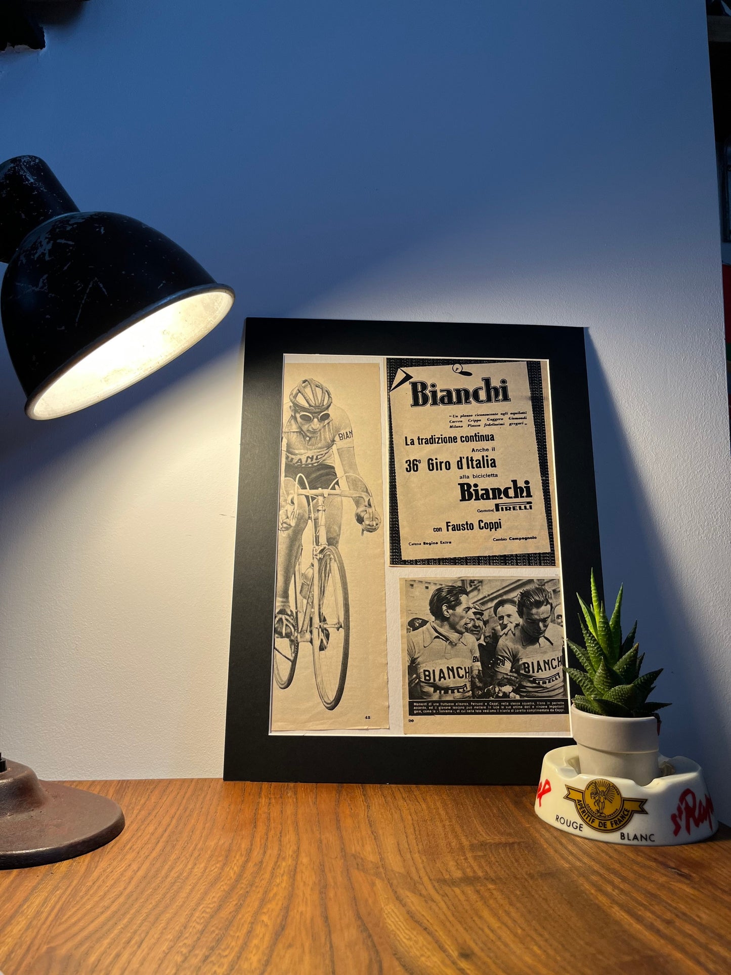 Vintage Cycling Print - Fausto Coppi/Bianchi, Original 1953, Giro d’Italia