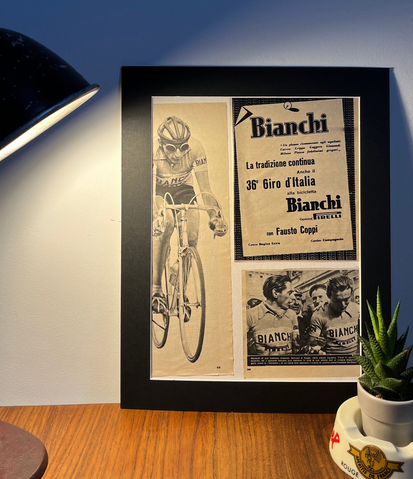 Vintage Cycling Print - Fausto Coppi/Bianchi, Original 1953, Giro d’Italia