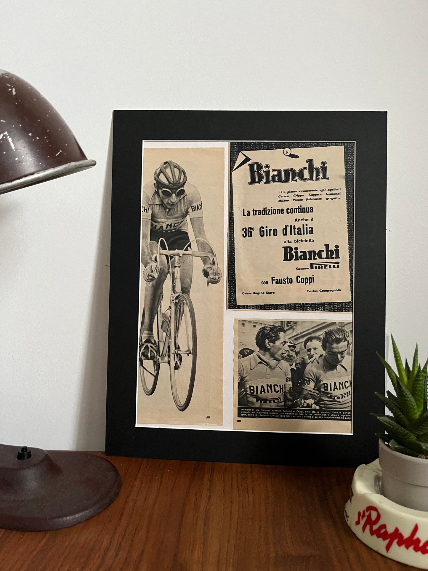 Vintage Cycling Print - Fausto Coppi/Bianchi, Original 1953, Giro d’Italia