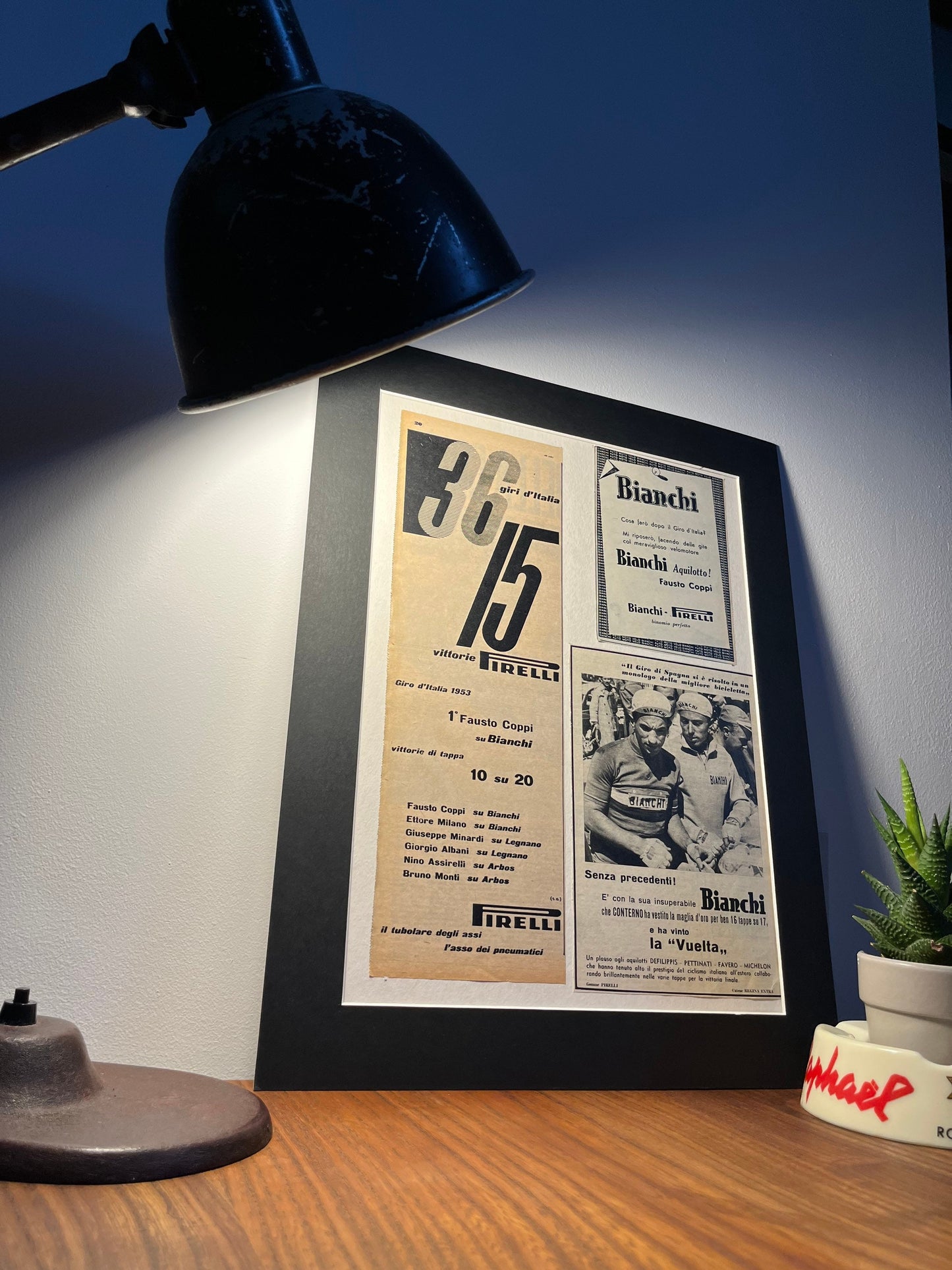 Vintage Cycling Print - Fausto Coppi/Bianchi, Original 1953 Giro d’Italia