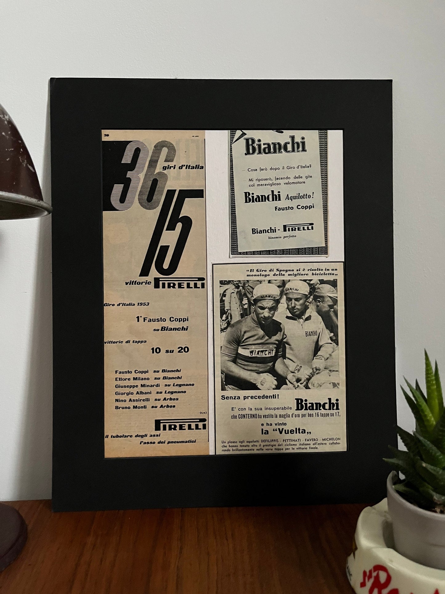 Vintage Cycling Print - Fausto Coppi/Bianchi, Original 1953 Giro d’Italia