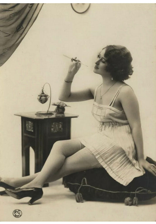 Vintage Beauty Print - 'Woman Smoking' French Erotica, c1920’s