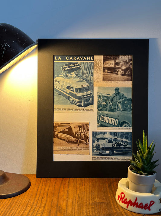 Vintage Advertising Print - Tour de France, Promo Vehicles Poster, Martini/St Raphael/Cinzano