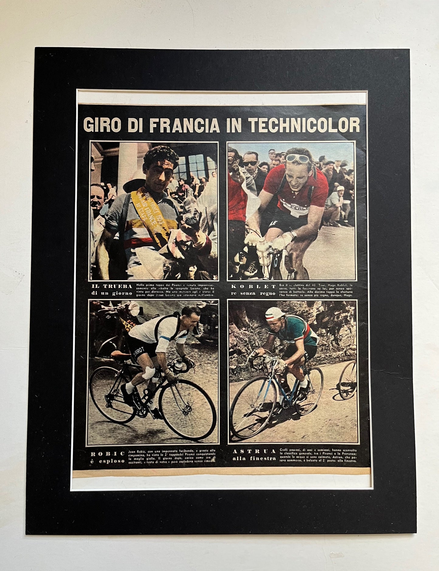 Vintage Cycling Print - Tour de France, Original Italian 1953